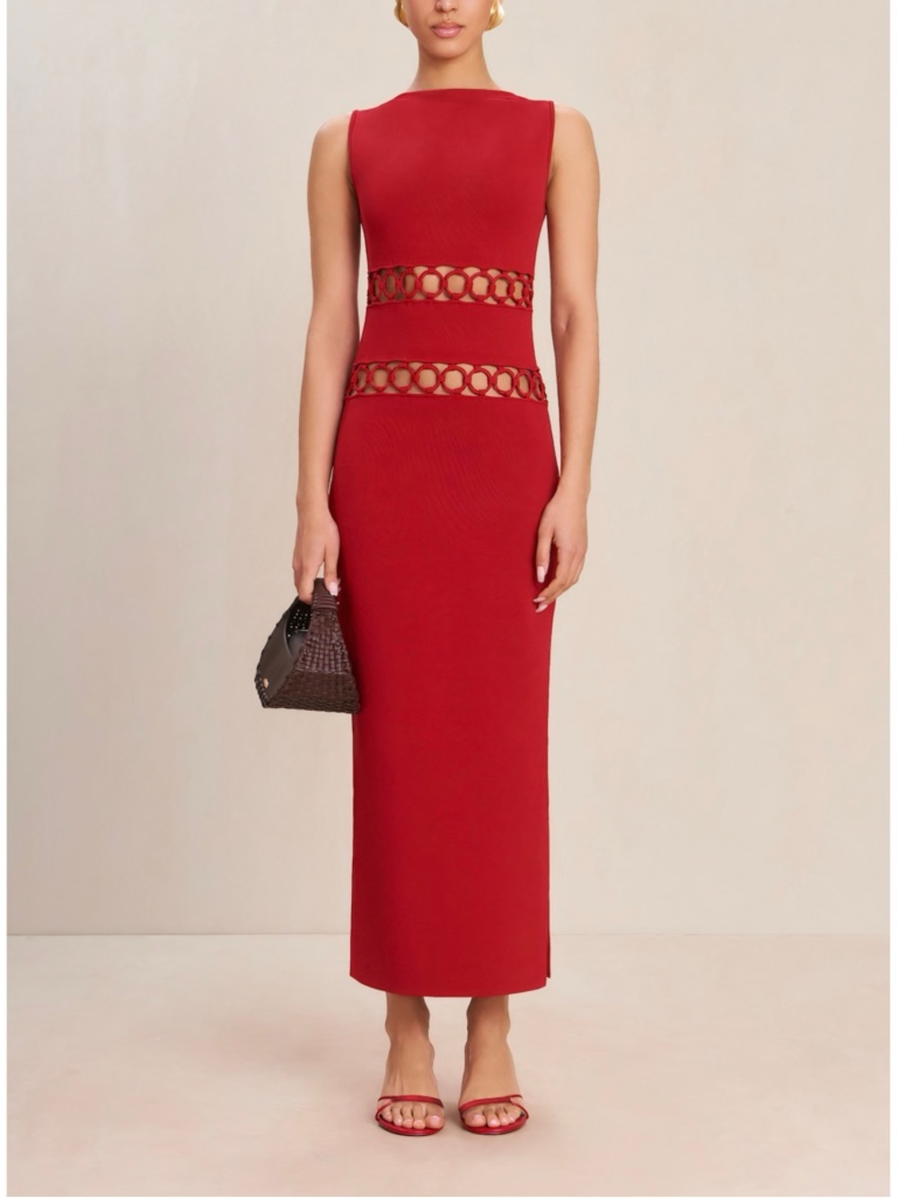 NWT Cult Gaia Maxi Knit Cut-Out Red River Sleeveless Dress